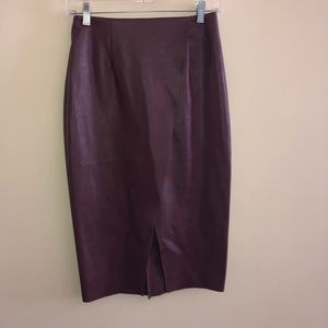 Oxblood Faux Leather Pencil Skirt